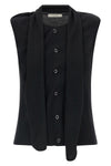 the lemaire vest redefines the codes of knitwear through a deconstructed and inn