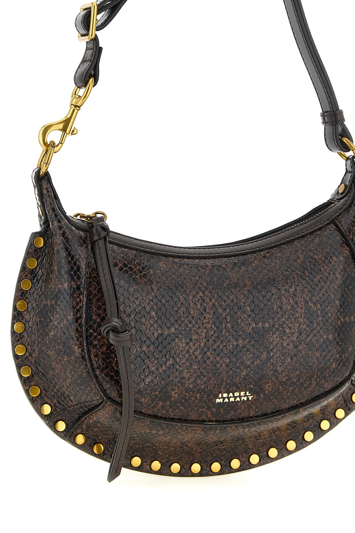 the isabel marant oskan moon shoulder bag defines a structured crescent silhou