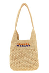 small praia shoulder bag in woven raffia