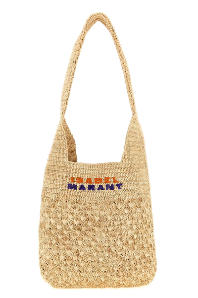 small praia shoulder bag in woven raffia