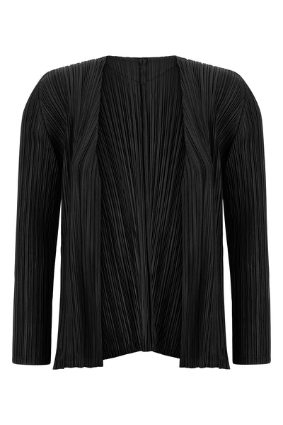the mellow pleats pleats please cardigan defines a fluid silhouette through th