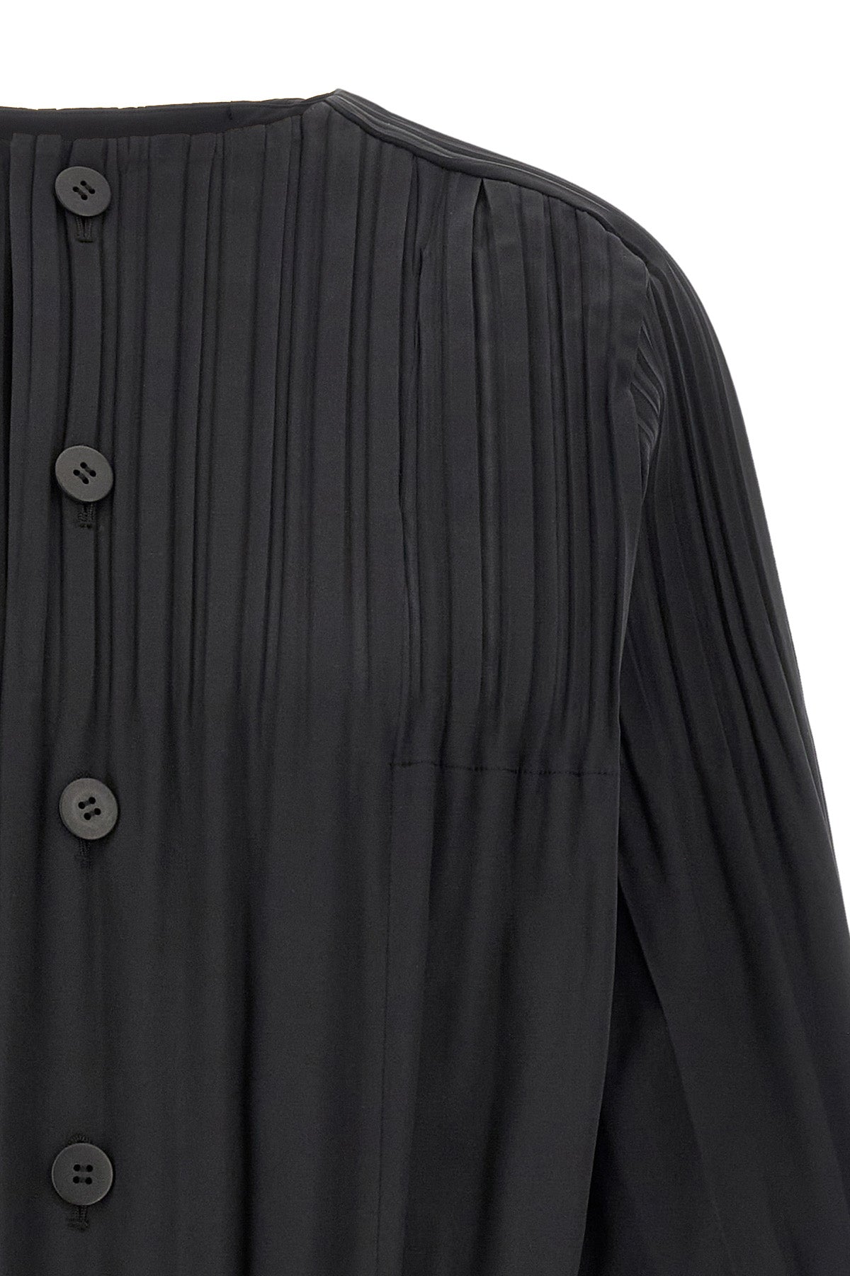 the short coat pleats please smooth coat in a deep black nuance redefines the