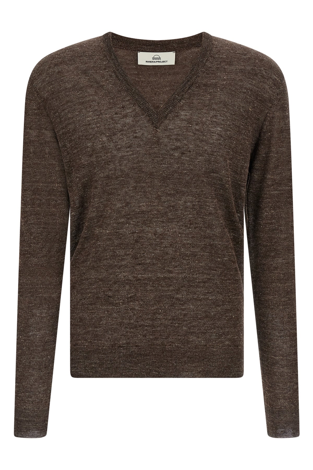 melange sweater in linen and silk blend