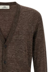 melange cardigan in linen and silk blend