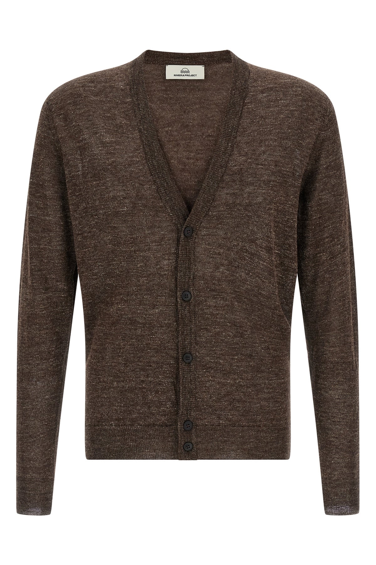 melange cardigan in linen and silk blend