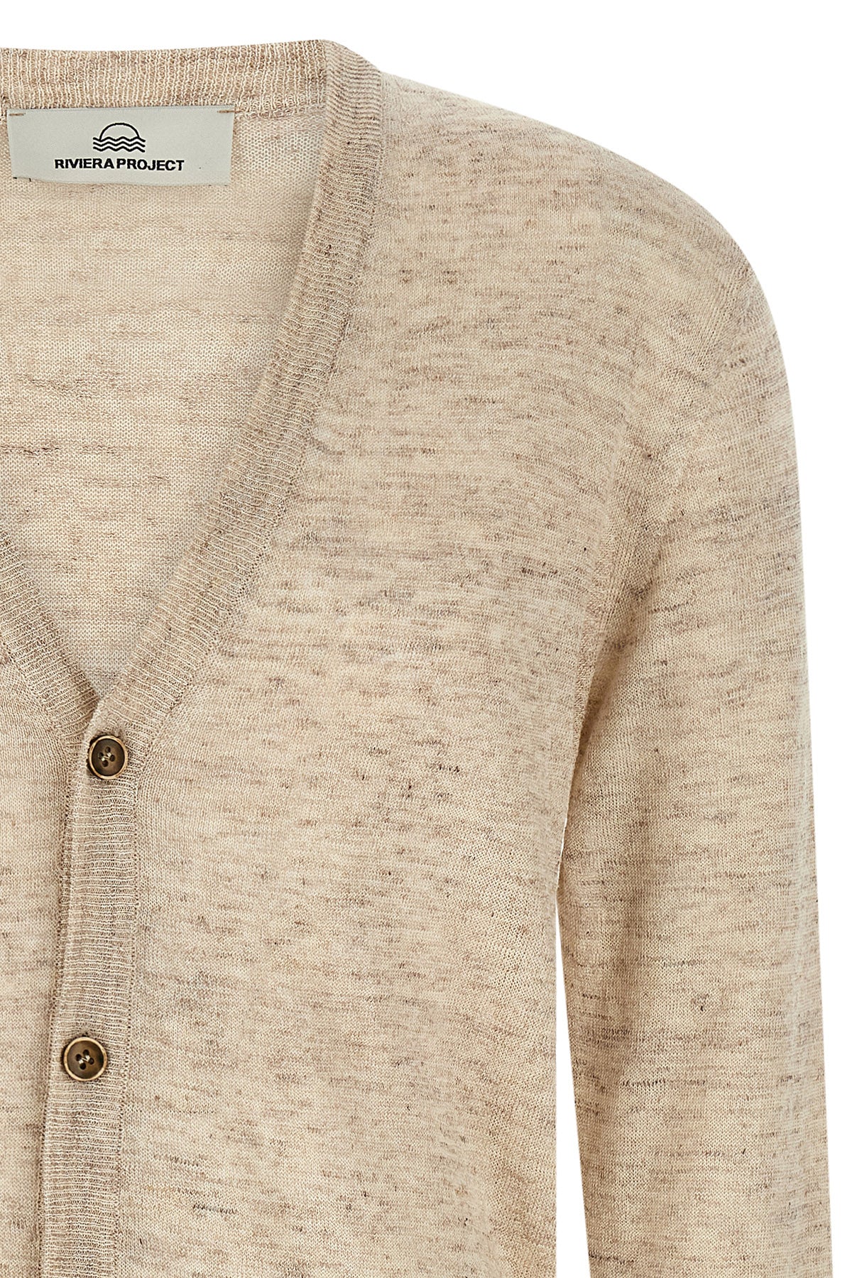 melange cardigan in linen and silk blend