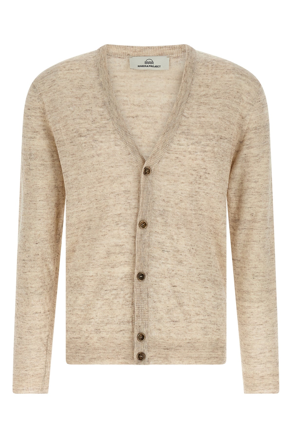 melange cardigan in linen and silk blend