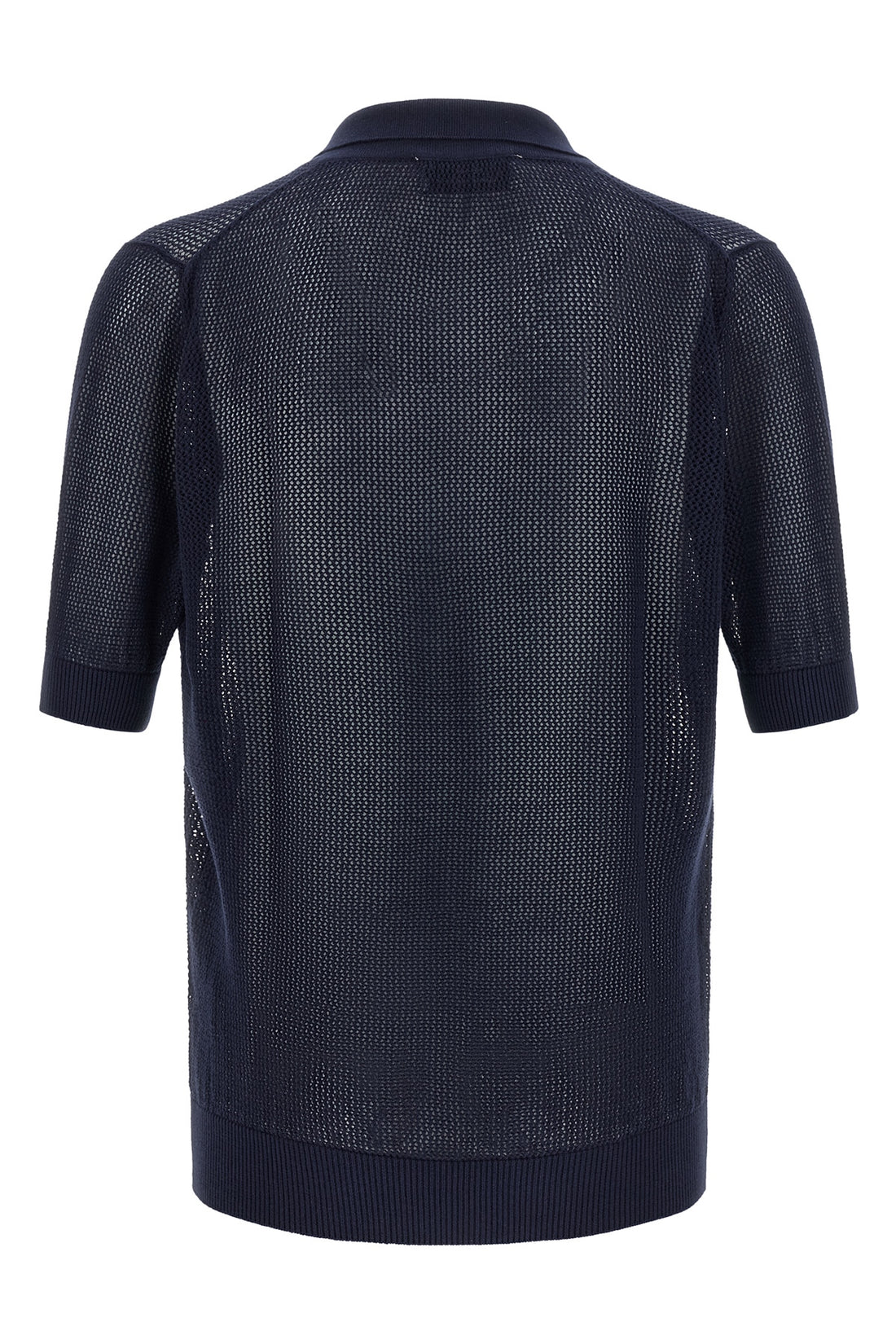 RIVIERA PROJECT L knitted openwork cotton polo shirt