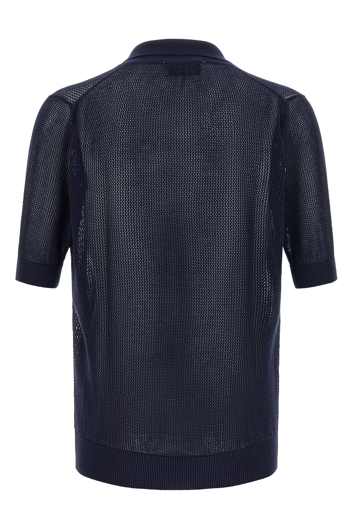 knitted openwork cotton polo shirt