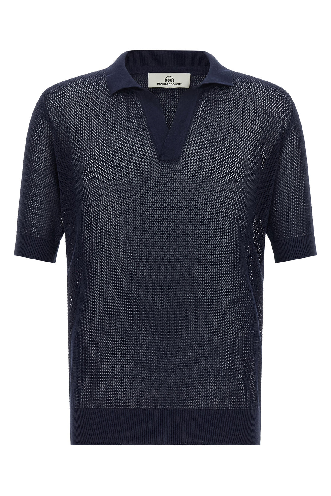 RIVIERA PROJECT L knitted openwork cotton polo shirt