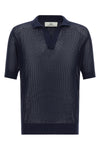 knitted openwork cotton polo shirt