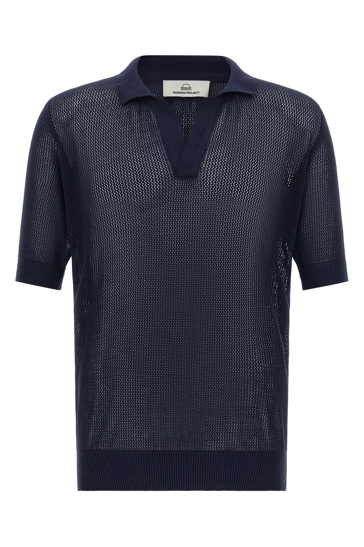 knitted openwork cotton polo shirt