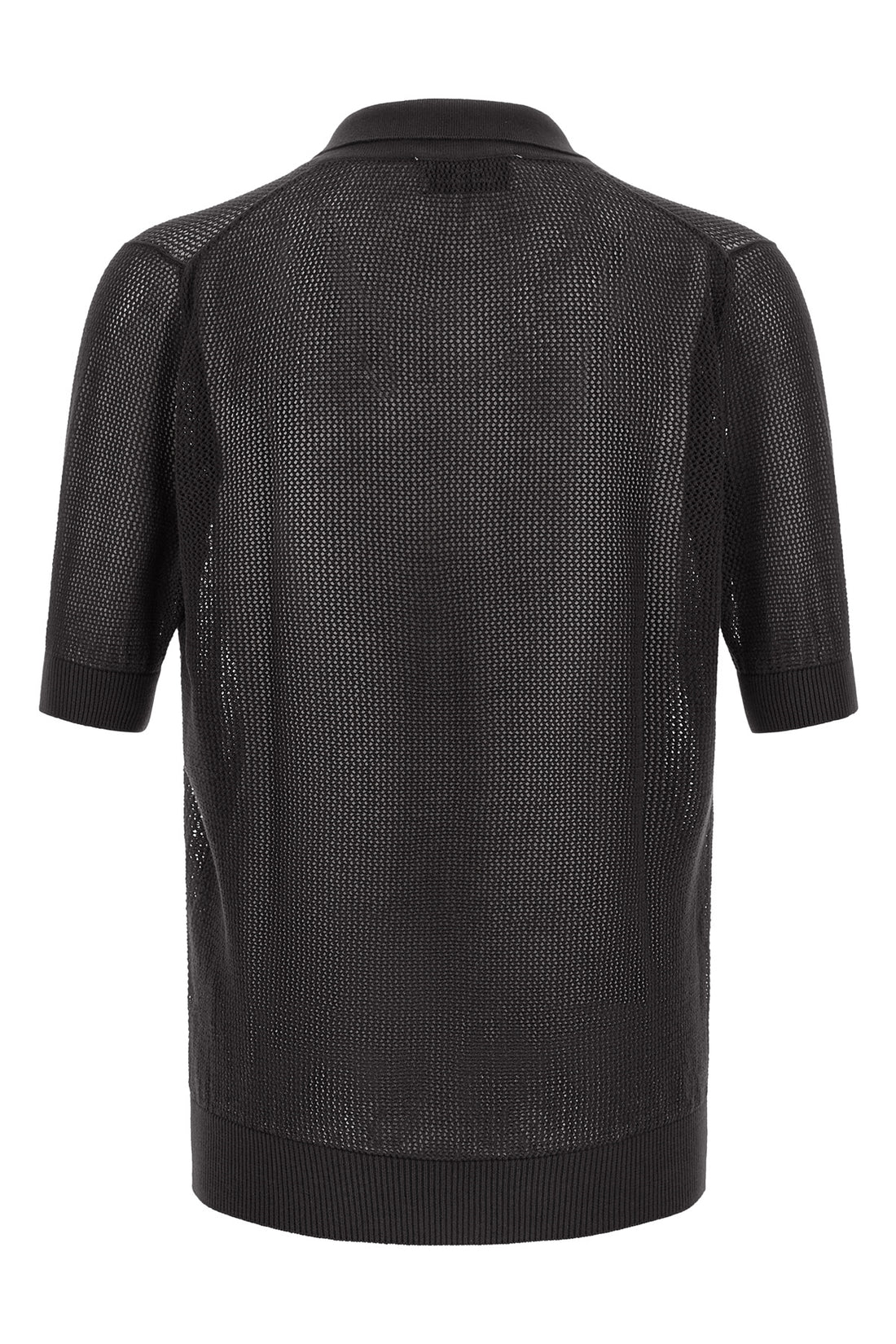 RIVIERA PROJECT L knitted openwork cotton polo shirt