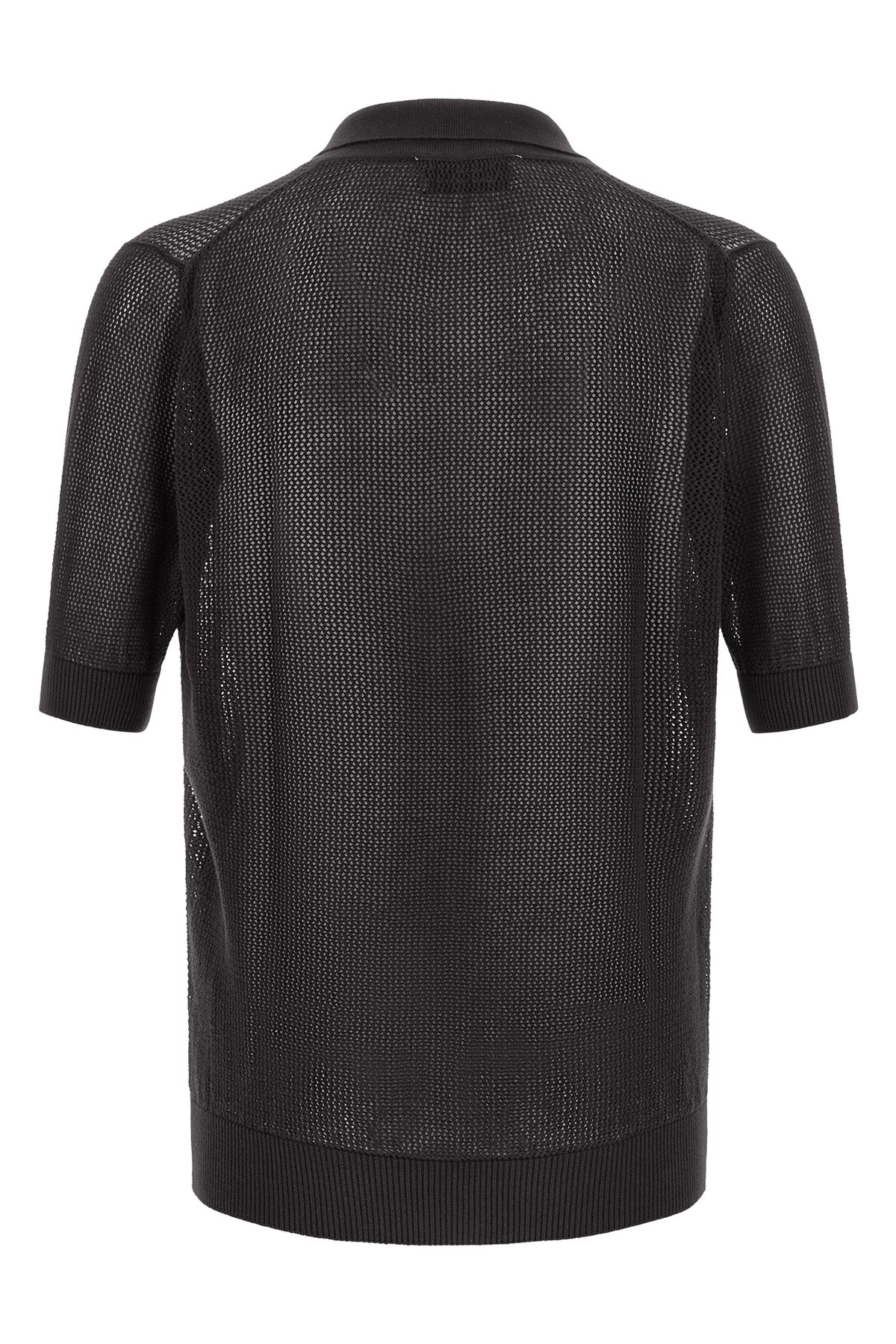 knitted openwork cotton polo shirt