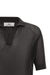 knitted openwork cotton polo shirt