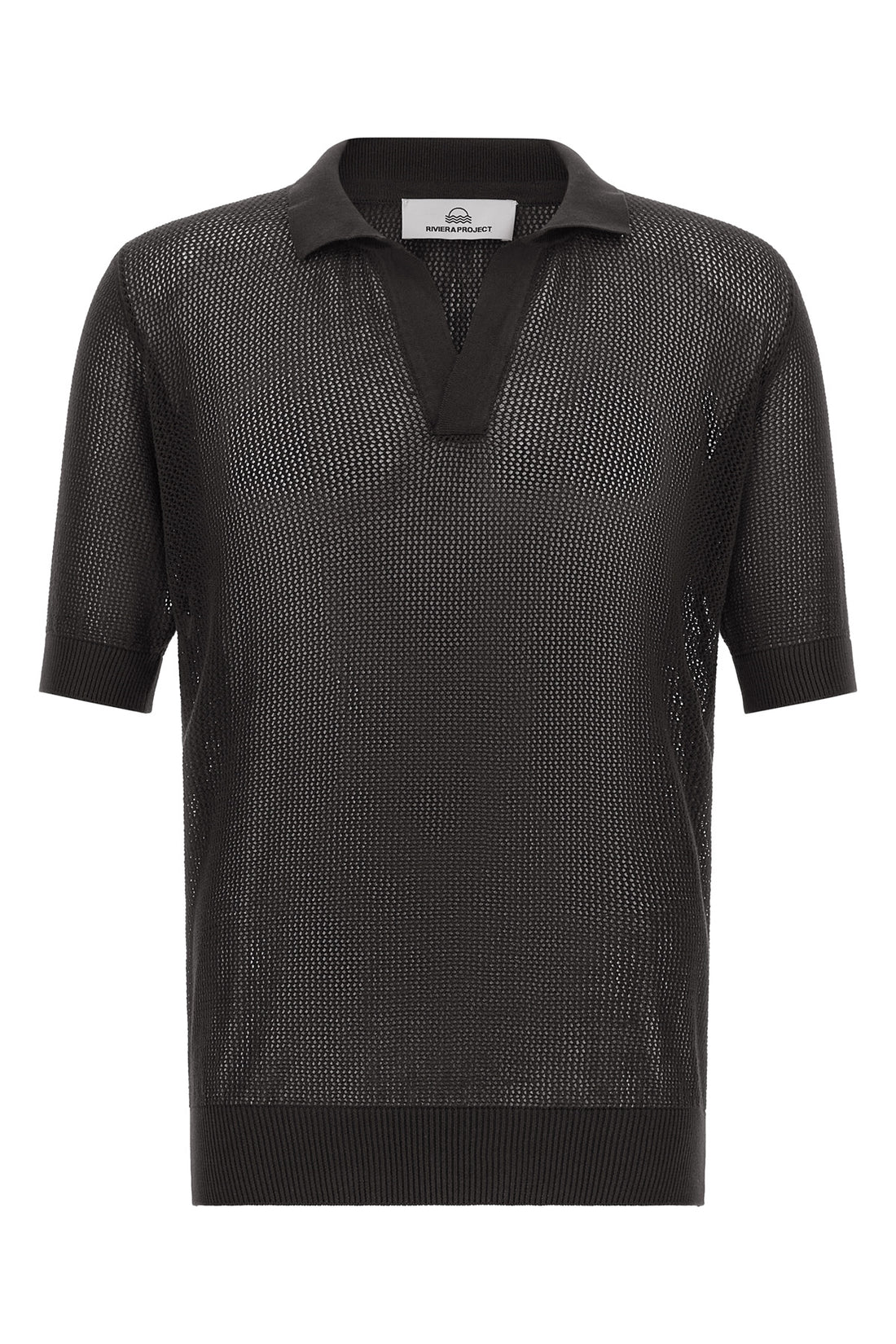 RIVIERA PROJECT L knitted openwork cotton polo shirt