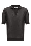 knitted openwork cotton polo shirt
