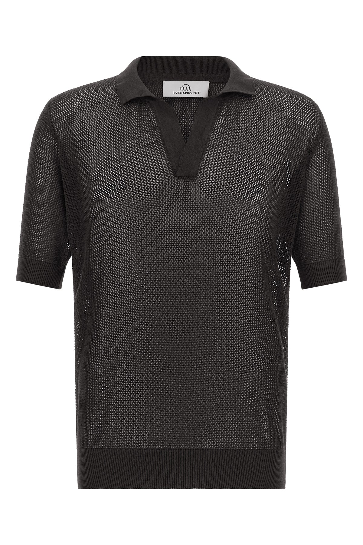 knitted openwork cotton polo shirt