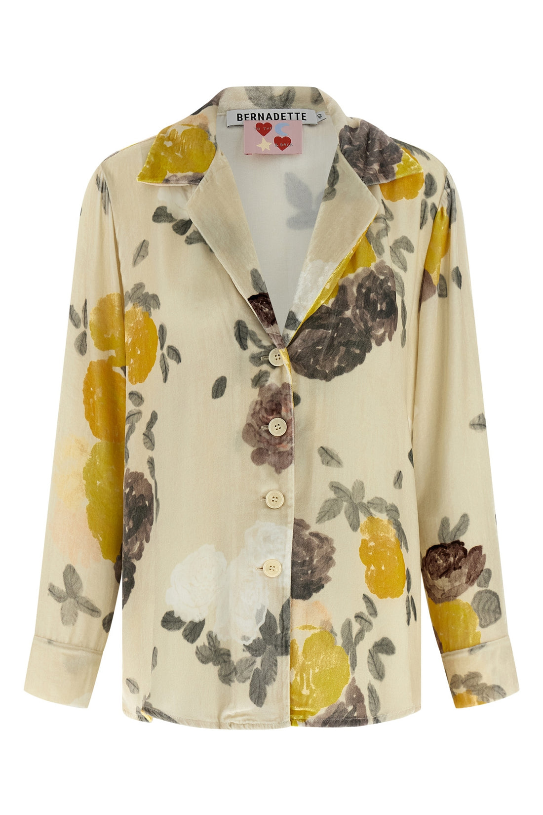 BERNADETTE 38 hand-drawn auscot pink print velvet shirt louis in pajama style