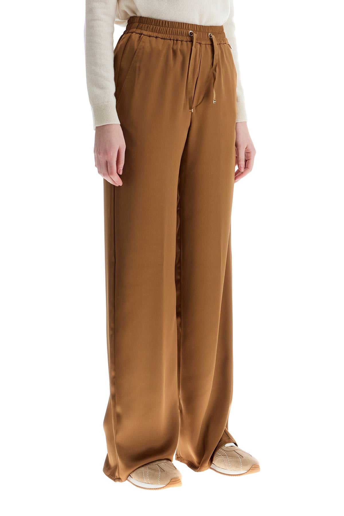 wide leg camel polyester pants