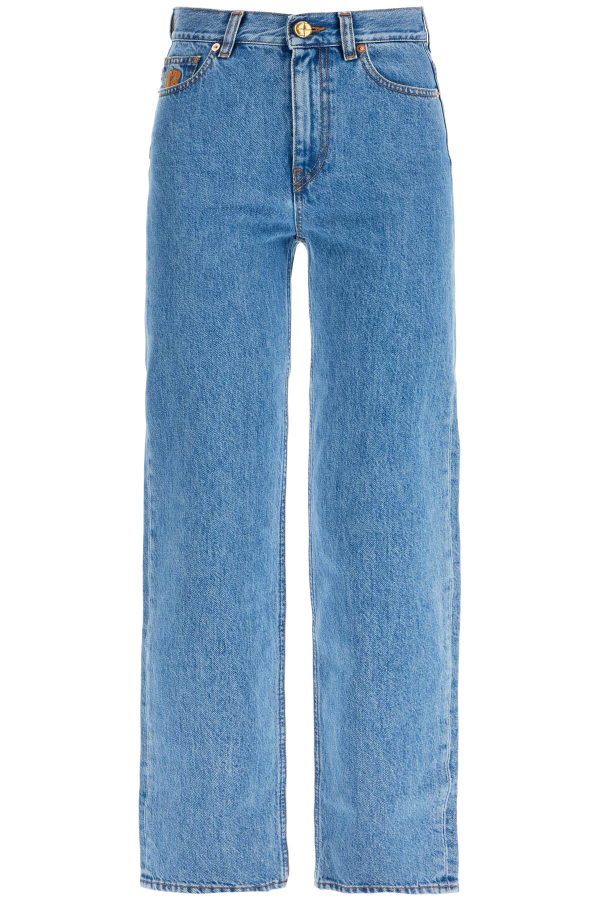 light blue cotton jeans with distinctive embroidery