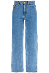 light blue cotton jeans with distinctive embroidery