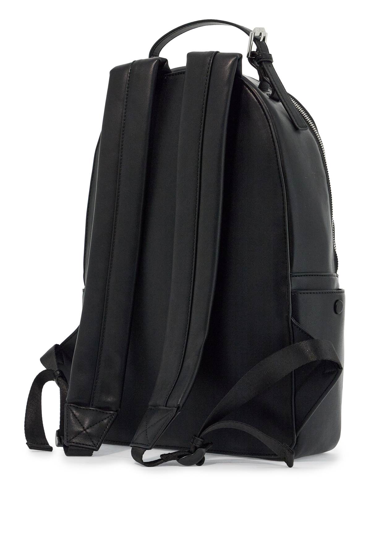 black unisex backpack in polyurethane with adjustable straps