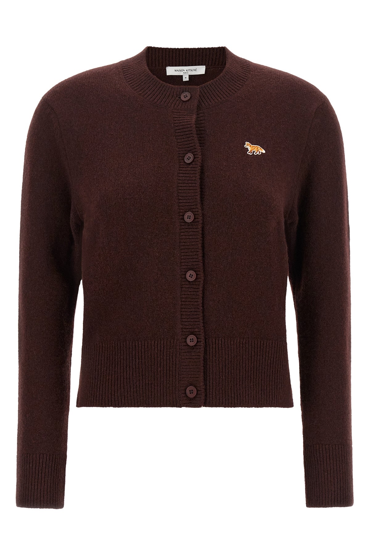 the maison kitsuné cardigan in pure lamb wool defines an essential and refined a