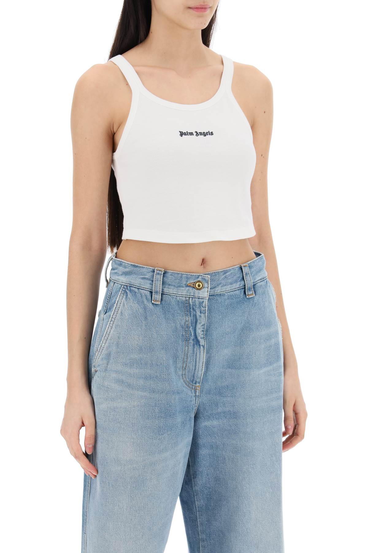 embroidered logo crop top with