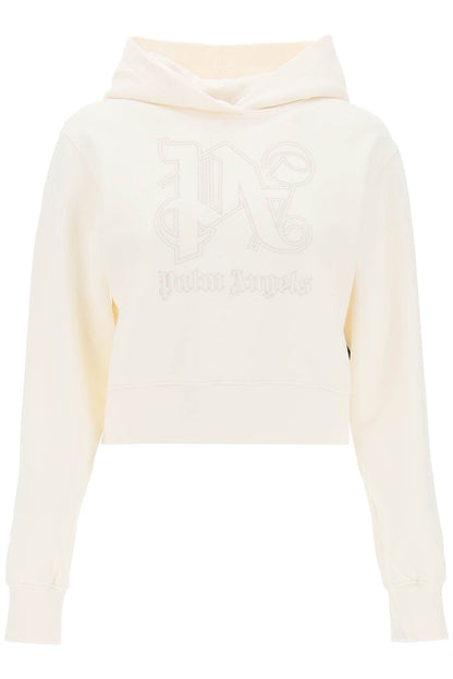 cropped hoodie with monogram embroidery