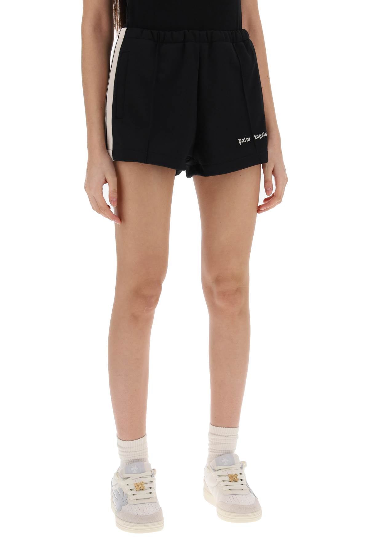 track shorts with contrast bands