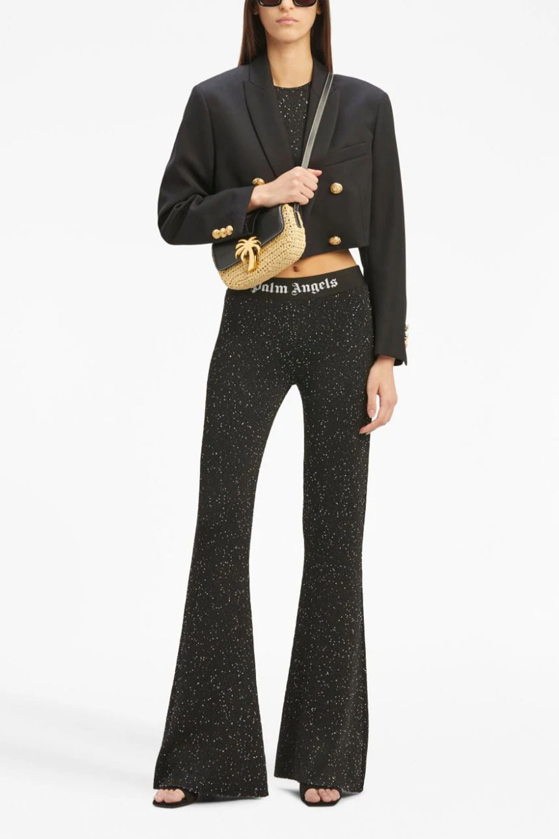 PALM ANGELS 40 double-breasted cropped blazer in wool blend