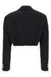 double-breasted cropped blazer in wool blend