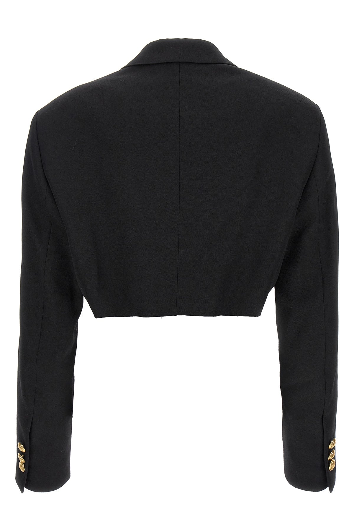 double-breasted cropped blazer in wool blend