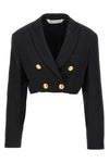 double-breasted cropped blazer in wool blend