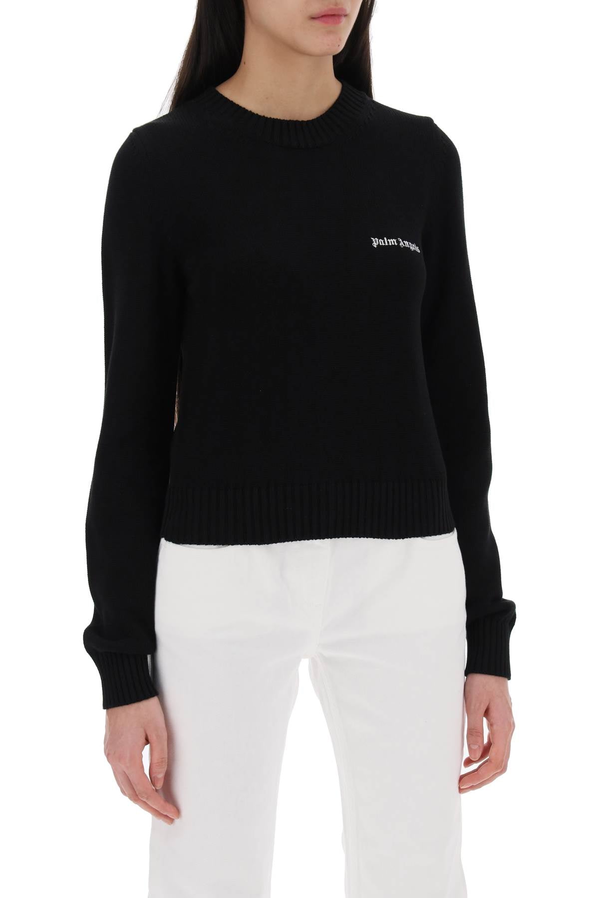 cropped pullover with embroidered logo