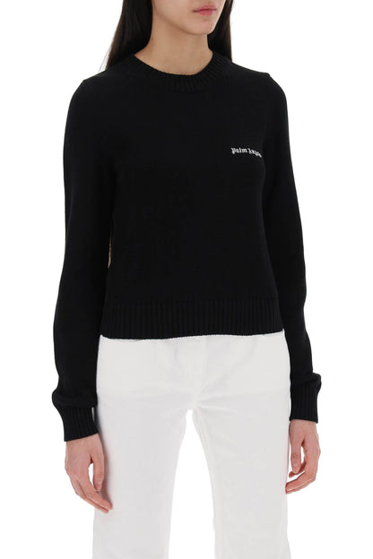 cropped pullover with embroidered logo