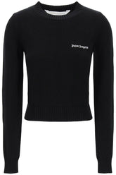 cropped pullover with embroidered logo