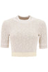 monogram cropped top in lurex knit