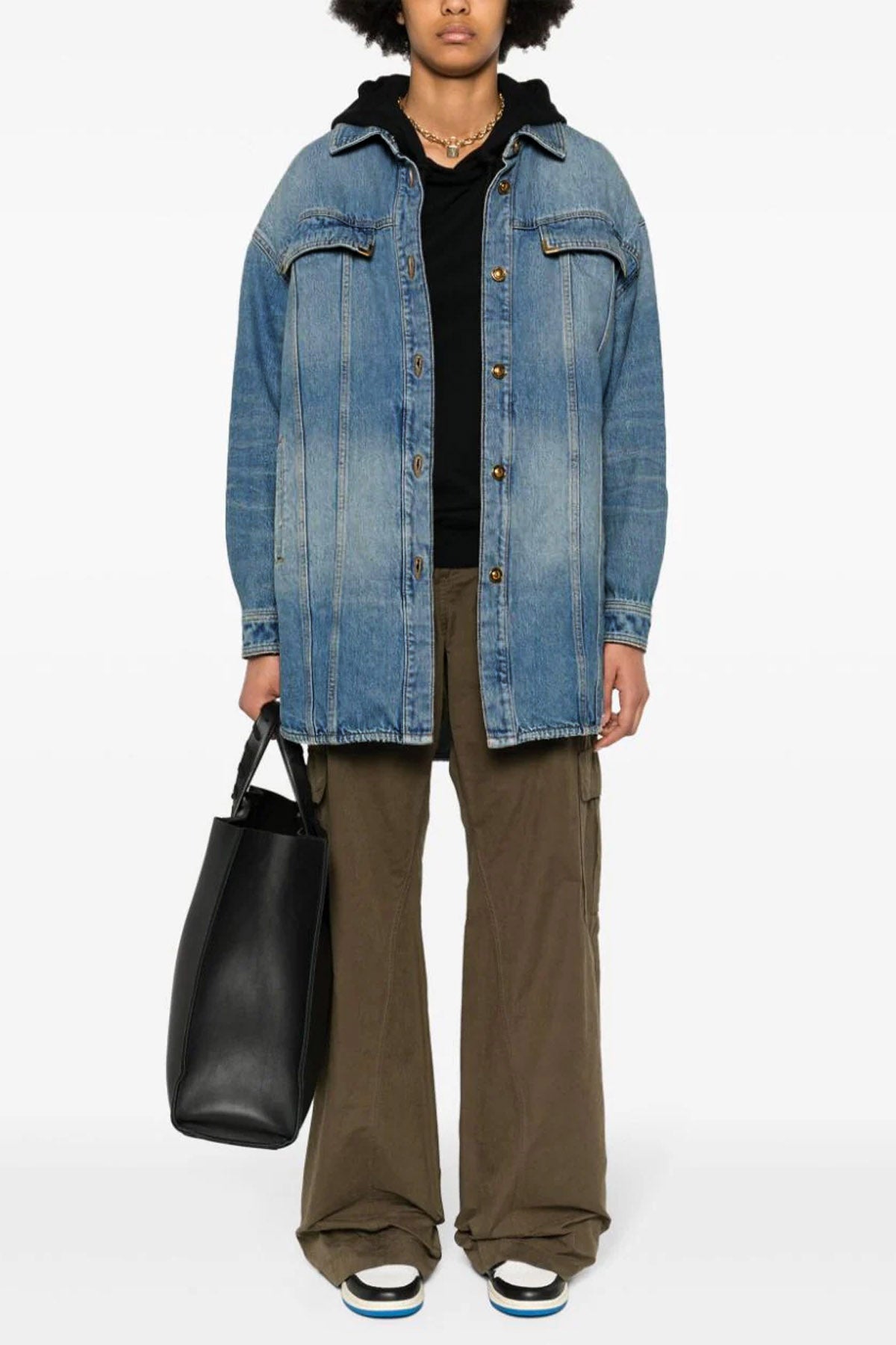 washed logo cotton denim jacket
