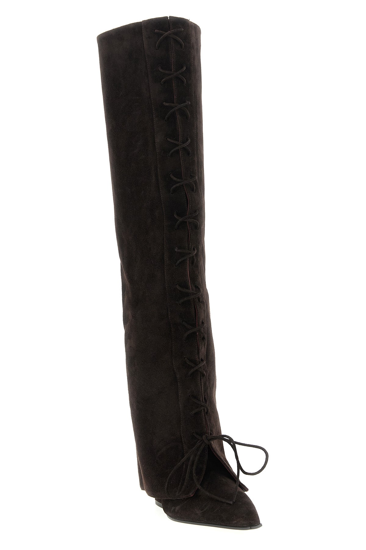 jane fold over lace up suede boots