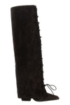jane fold over lace up suede boots