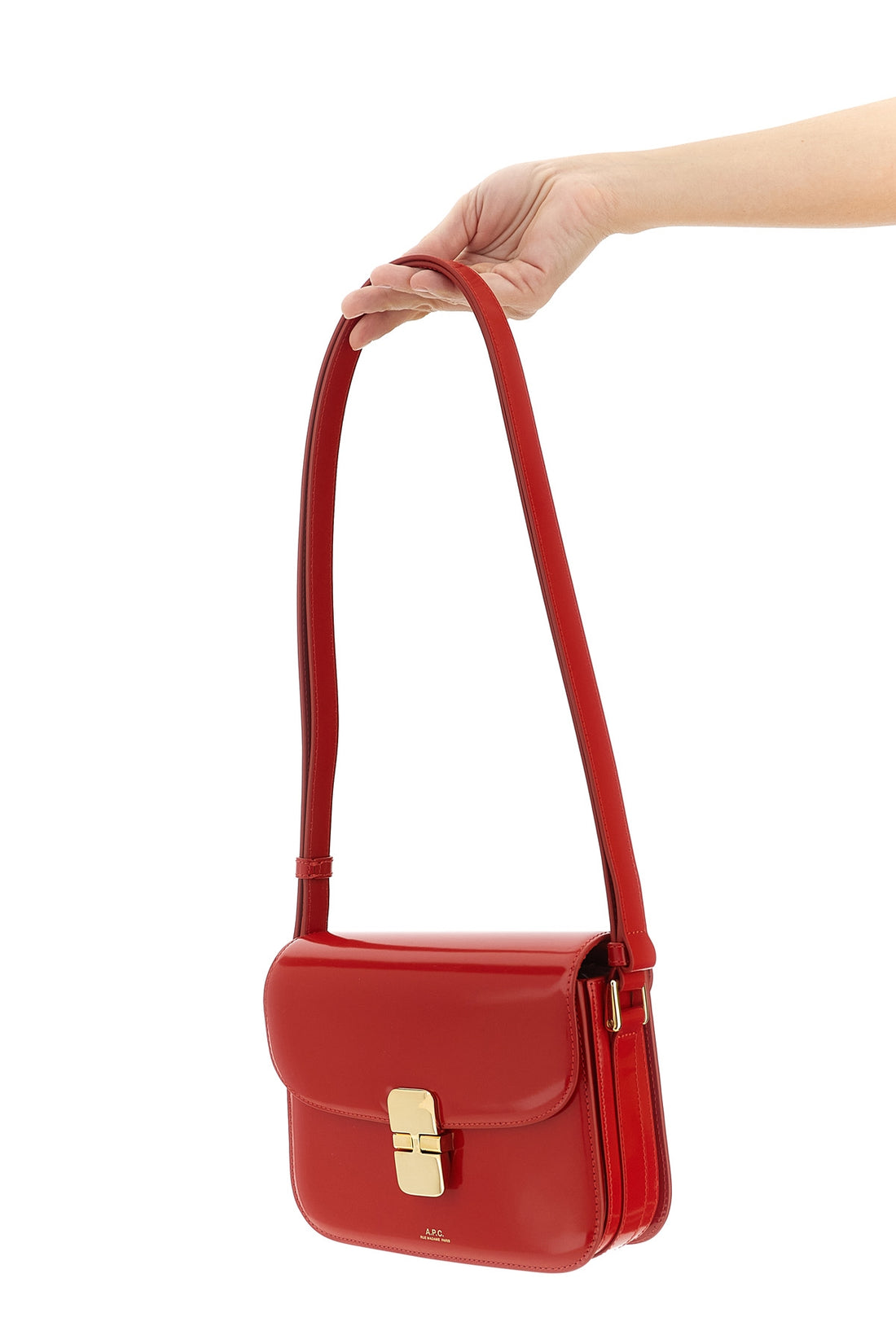 A.P.C. OS small grace shiny leather crossbody bag