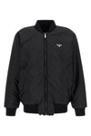 reversible faux fur and re-nylon bomber jacket