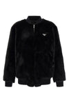 reversible faux fur and re-nylon bomber jacket