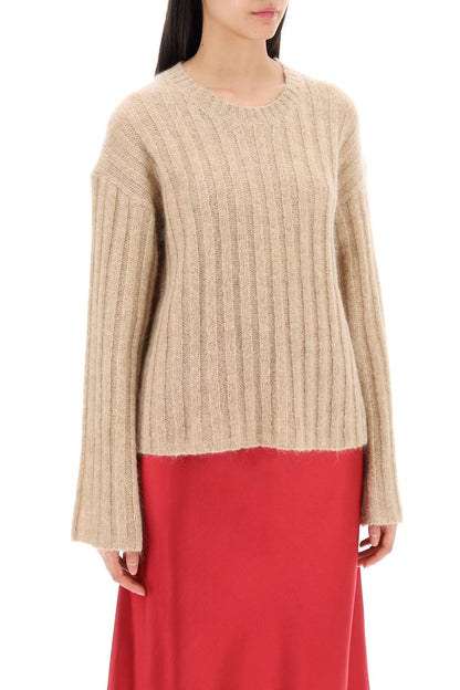 ribbed knit pullover sweater