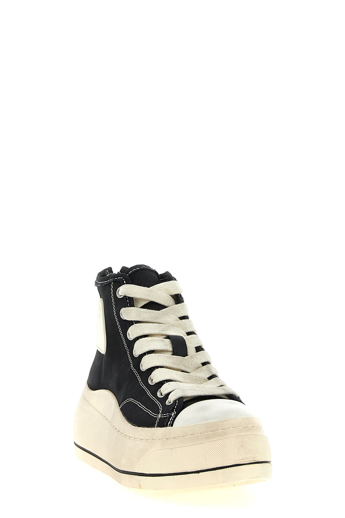 R13 7 black cotton back zip oversize sole