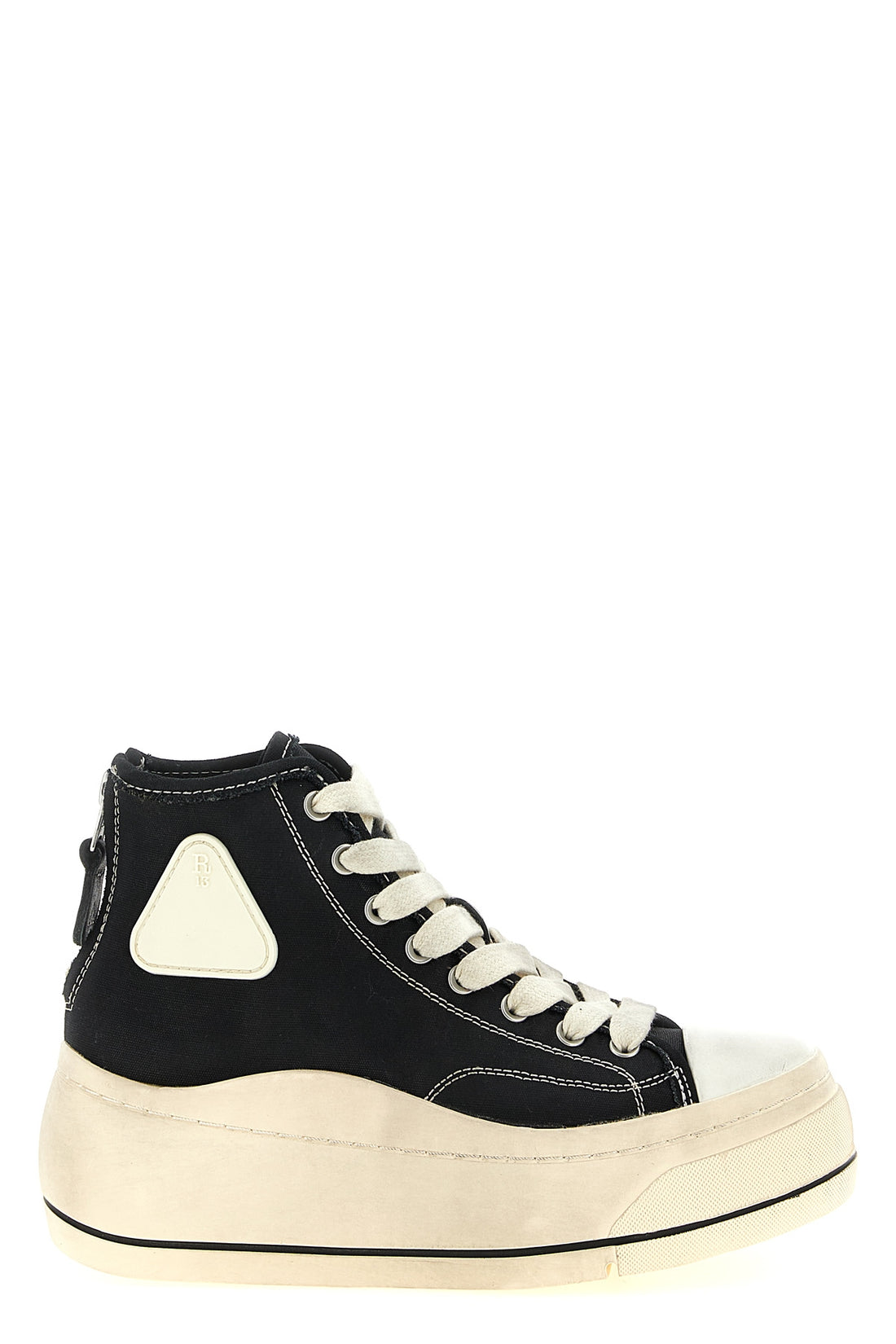 R13 7 black cotton back zip oversize sole