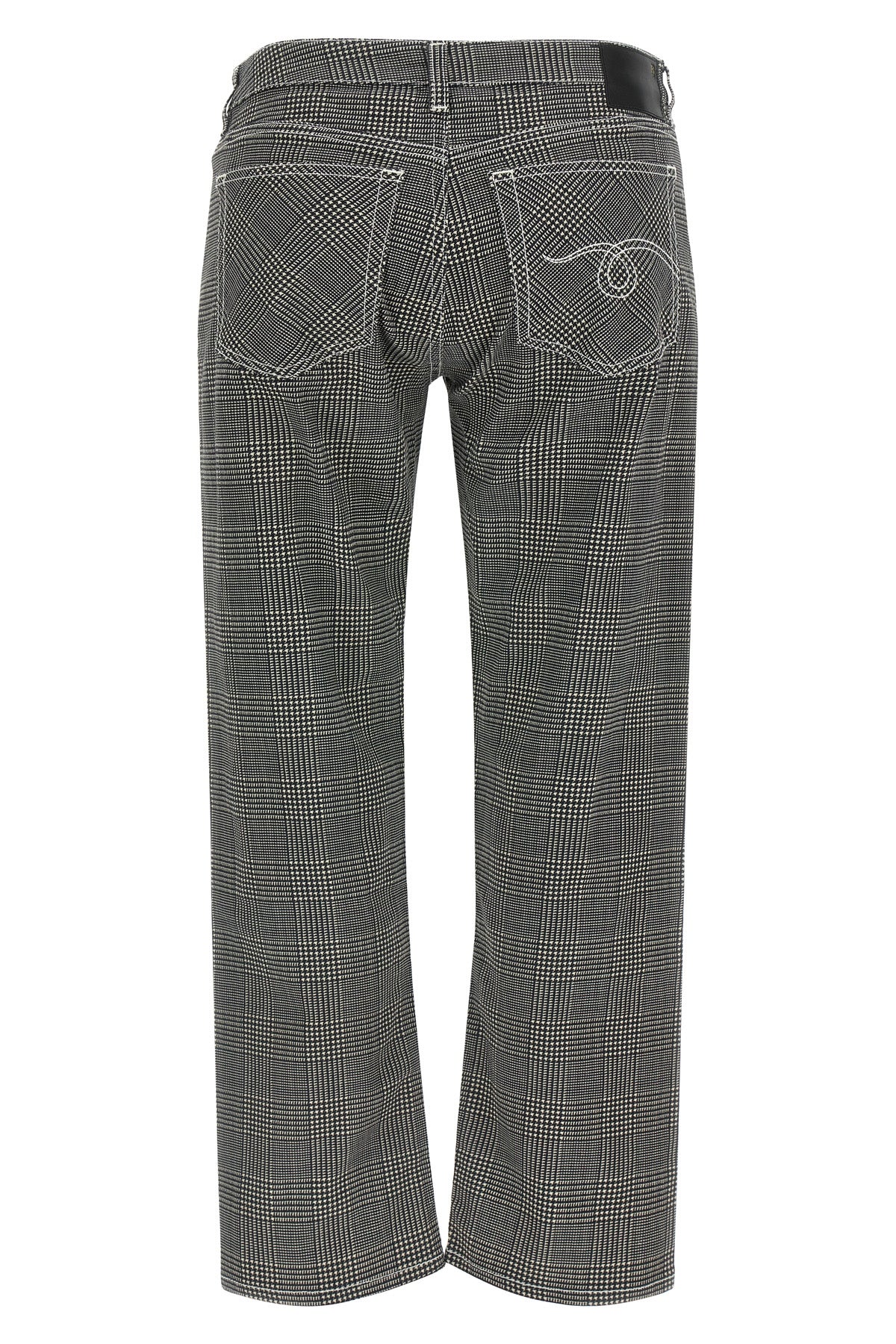 prince of wales pattern stretch cotton pants boy straight crop style