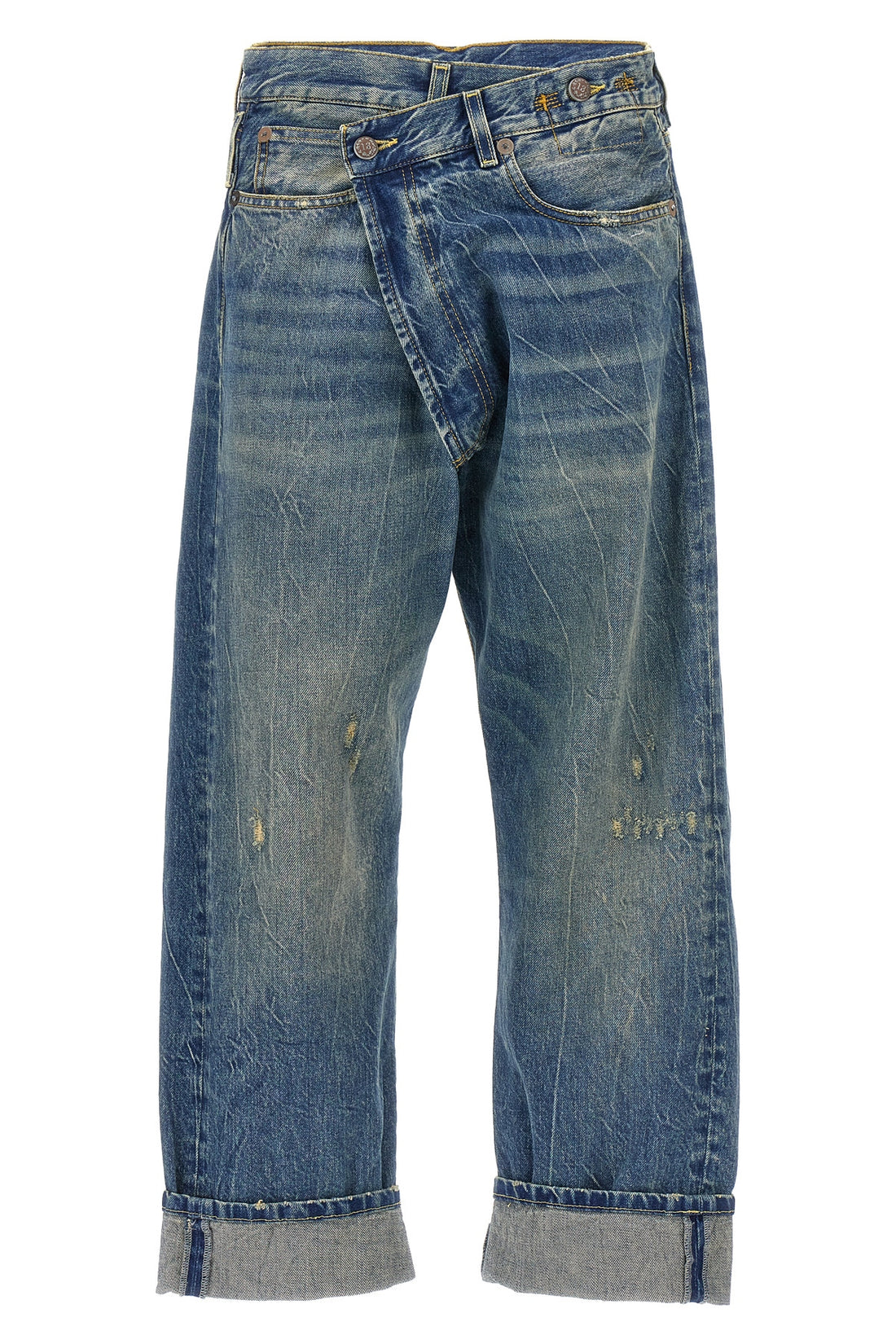 R13 23 cross over cotton denim jeans